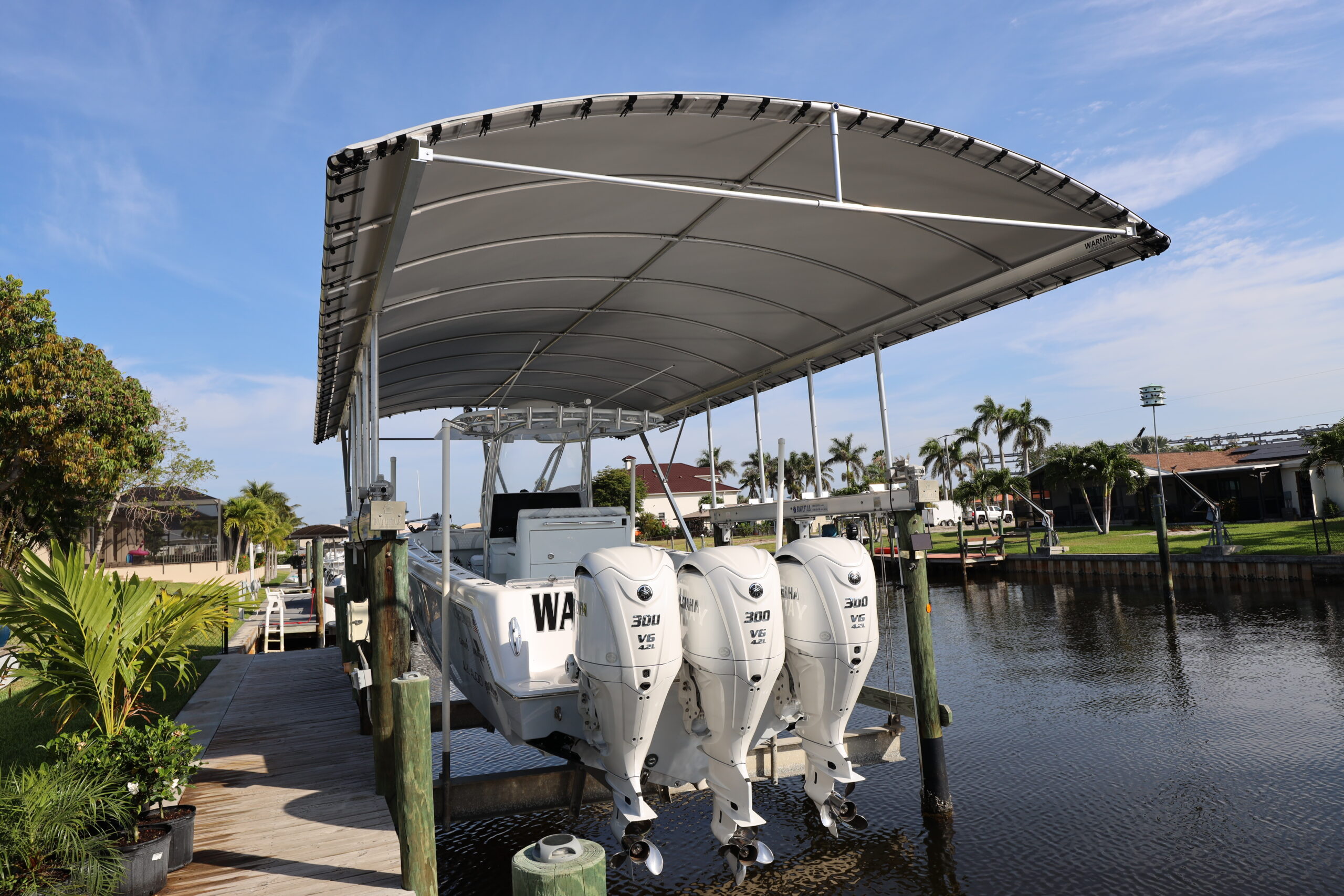 Detail of a finished Coastline boat lift canopy